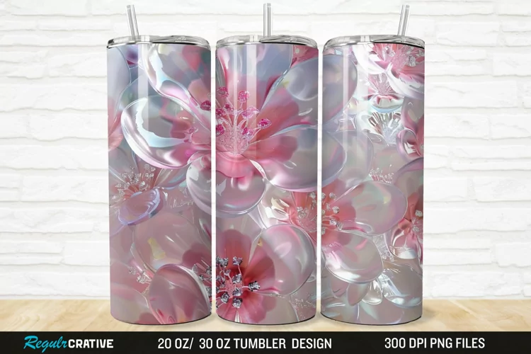 3D Seamless Crystal Blossoms 20/30oz Skinny Tumbler