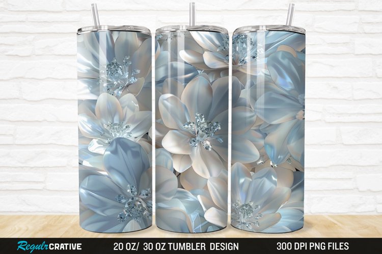 3D Seamless Crystal Blossoms 20/30oz Skinny Tumbler example image 1