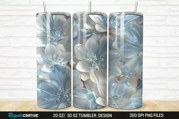 3D Seamless Crystal Blossoms 20/30oz Skinny Tumbler