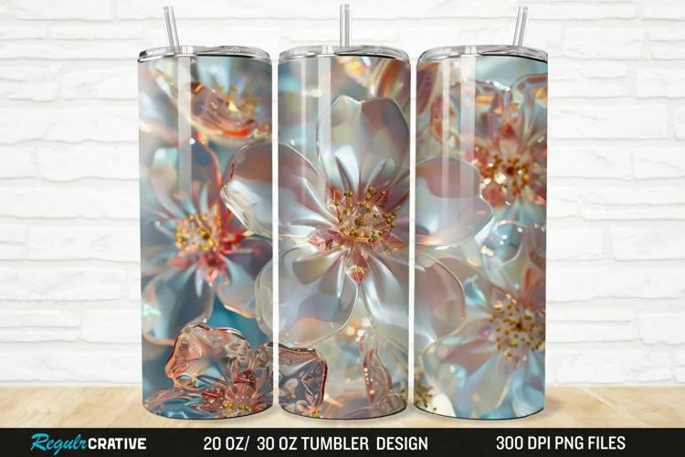 3D Seamless Crystal Blossoms 20/30oz Skinny Tumbler