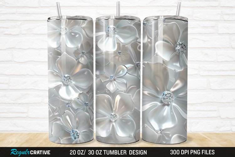 3D Seamless Crystal Blossoms 20/30oz Skinny Tumbler example image 1