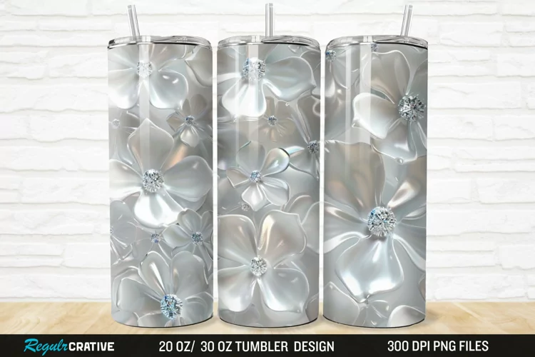 3D Seamless Crystal Blossoms 20/30oz Skinny Tumbler
