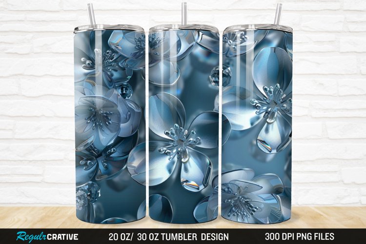 3D Seamless Crystal Blossoms 20/30oz Skinny Tumbler example image 1