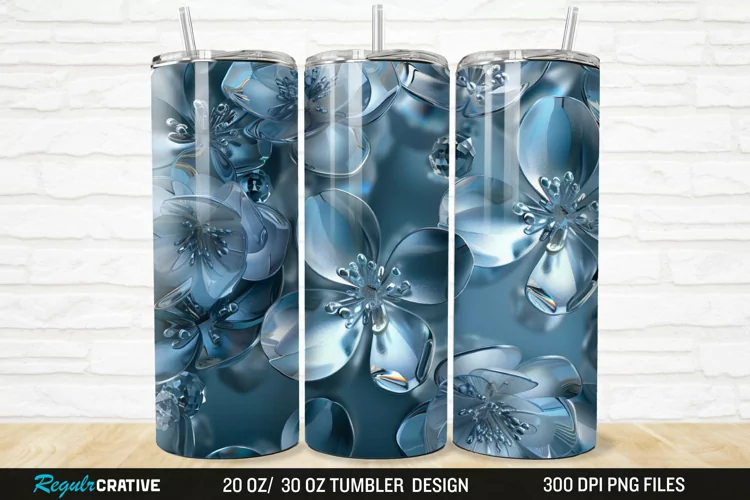 3D Seamless Crystal Blossoms 20/30oz Skinny Tumbler