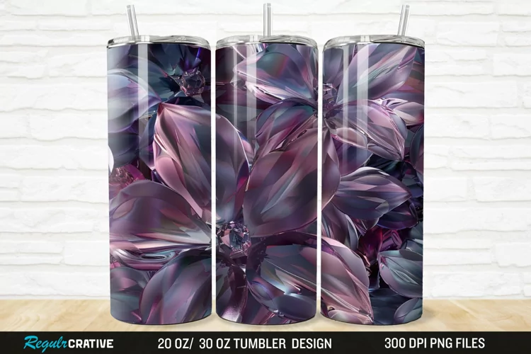 3D Seamless Crystal Blossoms 20/30oz Skinny Tumbler