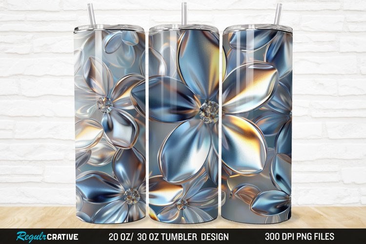 3D Seamless Crystal Blossoms 20/30oz Skinny Tumbler example image 1