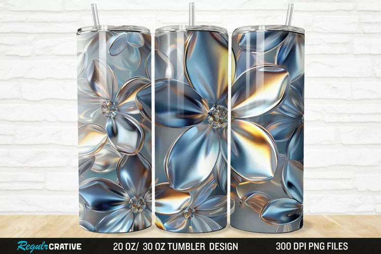 3D Seamless Crystal Blossoms 20/30oz Skinny Tumbler
