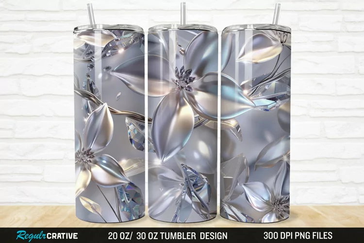 3D Seamless Crystal Blossoms 20/30oz Skinny Tumbler