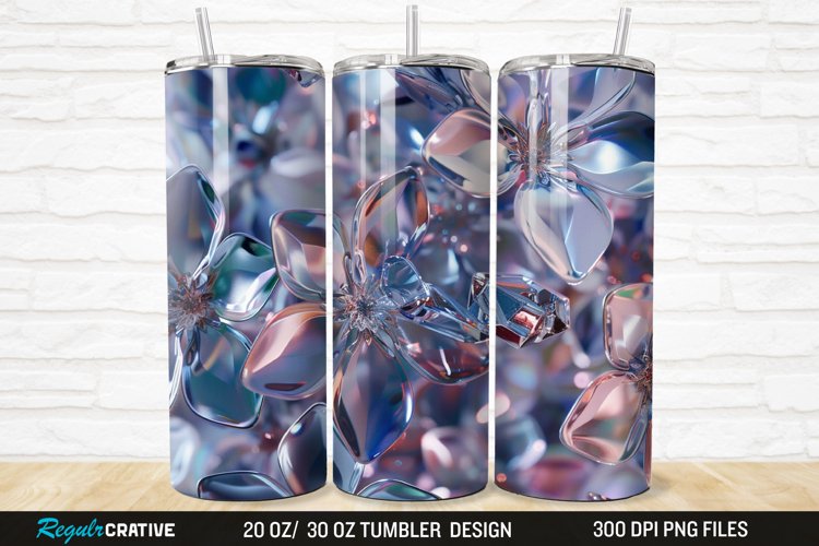 3D Seamless Crystal Blossoms 20/30oz Skinny Tumbler example image 1