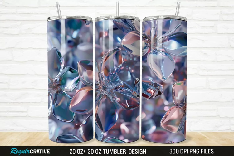 3D Seamless Crystal Blossoms 20/30oz Skinny Tumbler