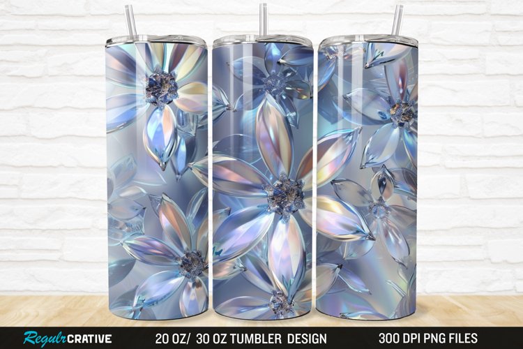 3D Seamless Crystal Blossoms 20/30oz Skinny Tumbler example image 1