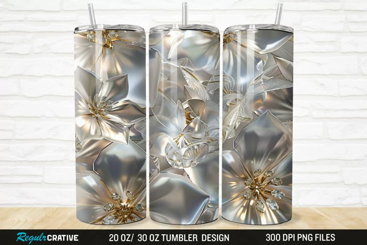3D Seamless Crystal Blossoms 20/30oz Skinny Tumbler