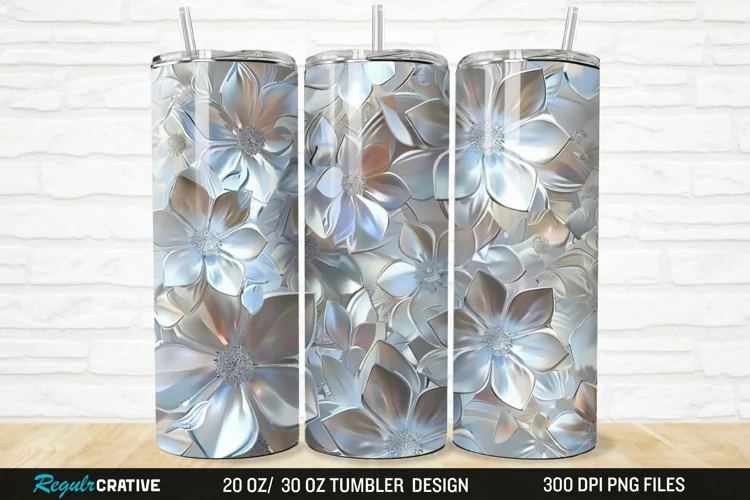 3D Seamless Crystal Blossoms 20/30oz Skinny Tumbler
