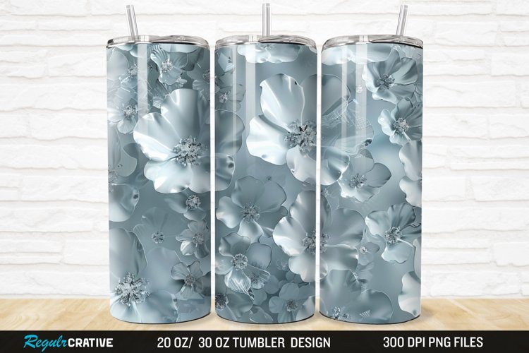 3D Seamless Crystal Blossoms 20/30oz Skinny Tumbler example image 1