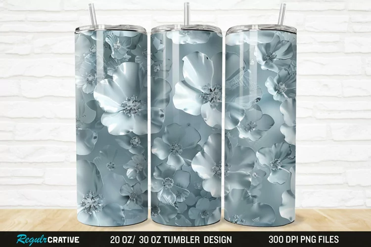 3D Seamless Crystal Blossoms 20/30oz Skinny Tumbler