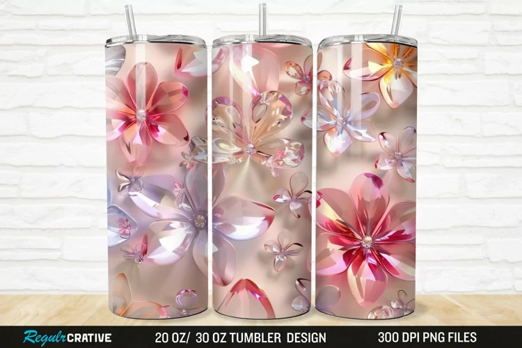 3D Seamless Crystal Blossoms 20/30oz Skinny Tumbler