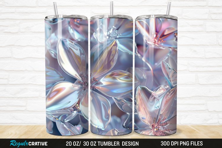 3D Seamless Crystal Blossoms 20/30oz Skinny Tumbler example image 1