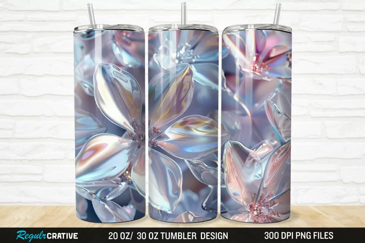 3D Seamless Crystal Blossoms 20/30oz Skinny Tumbler
