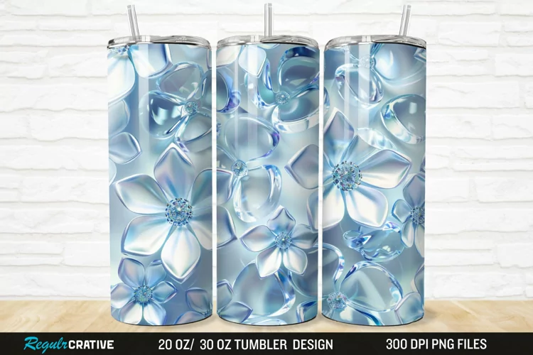 3D Seamless Crystal Blossoms 20/30oz Skinny Tumbler