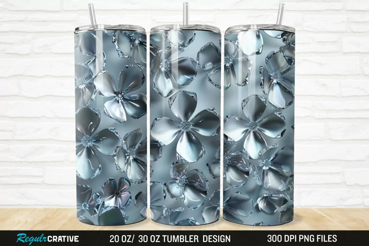 3D Seamless Crystal Blossoms 20/30oz Skinny Tumbler
