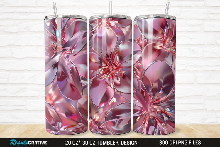 3D Seamless Crystal Blossoms 20/30oz Skinny Tumbler example image 1