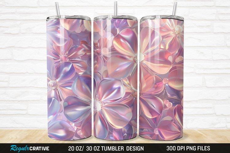 3D Seamless Crystal Blossoms 20/30oz Skinny Tumbler example image 1