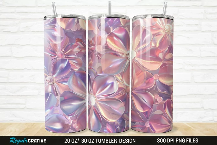 3D Seamless Crystal Blossoms 20/30oz Skinny Tumbler