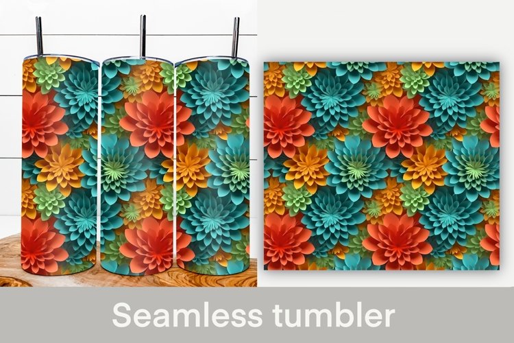 3d flower seamless tumbler design, 3d seamless, 3d flower sublimation tumbler wrap 20 Oz, 3d flower tumbler design,  3d flower sublimation.
