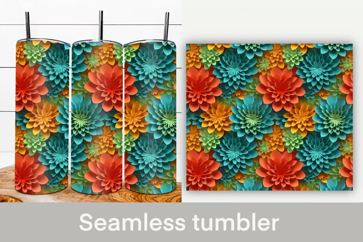 3d flower seamless tumbler design | 3d seamless
