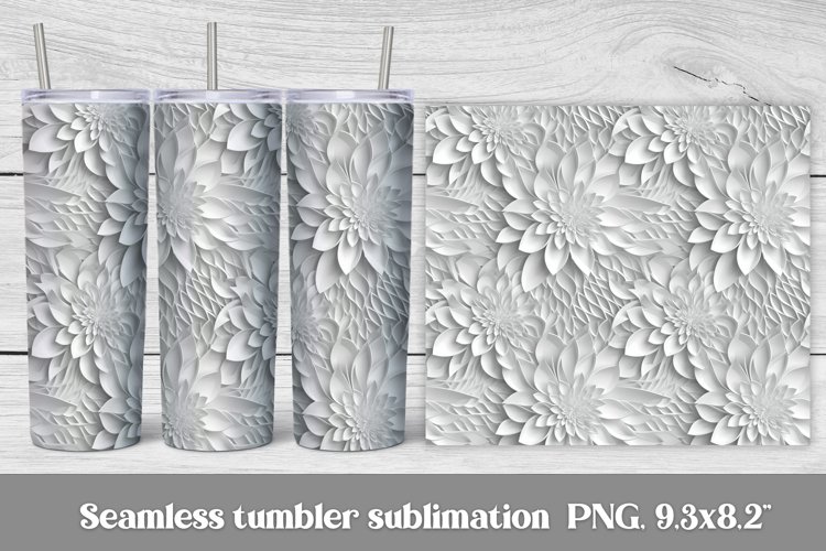 3d white flower seamless tumbler design, 3d seamless, 3d flower sublimation tumbler wrap 20 Oz, 3d flower tumbler design, 3d flower sublimation.