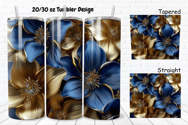 3D Seamless Gold Flowers 20/30oz Skinny Tumbler