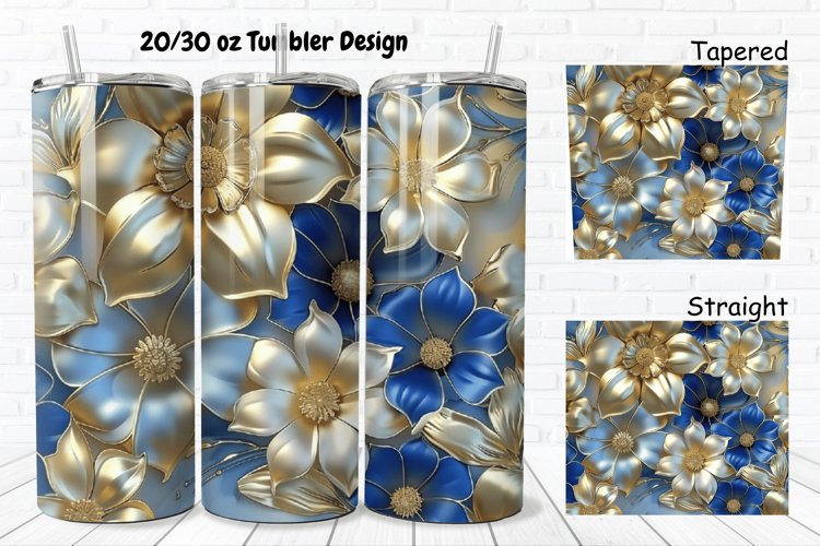 3D Seamless Gold Flowers 20/30oz Skinny Tumbler