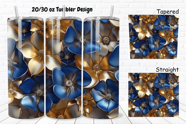 3D Seamless Gold Flowers 20/30oz Skinny Tumbler example image 1