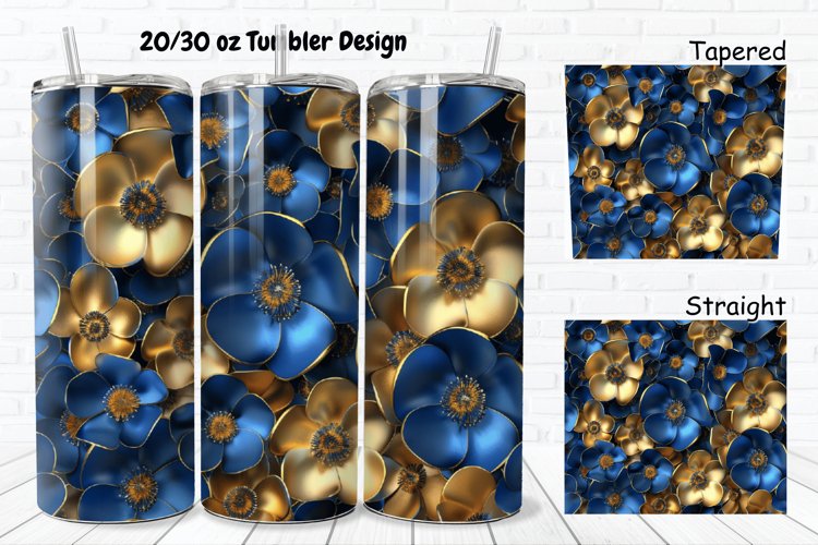 3D Seamless Gold Flowers 20/30oz Skinny Tumbler example image 1
