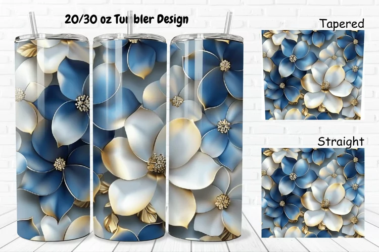3D Seamless Gold Flowers 20/30oz Skinny Tumbler