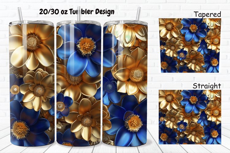 3D Seamless Gold Flowers 20/30oz Skinny Tumbler example image 1