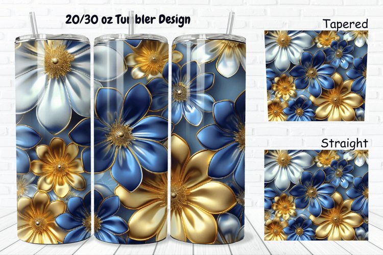 3D Seamless Gold Flowers 20/30oz Skinny Tumbler