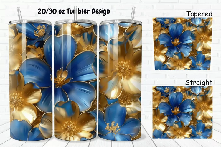 3D Seamless Gold Flowers 20/30oz Skinny Tumbler