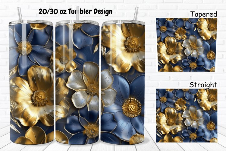 3D Seamless Gold Flowers 20/30oz Skinny Tumbler
