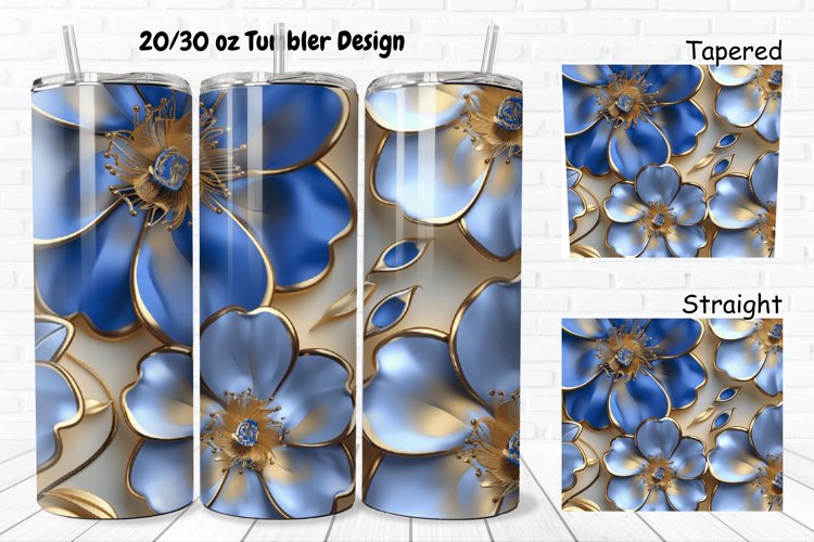 3D Seamless Gold Flowers 20/30oz Skinny Tumbler example image 1