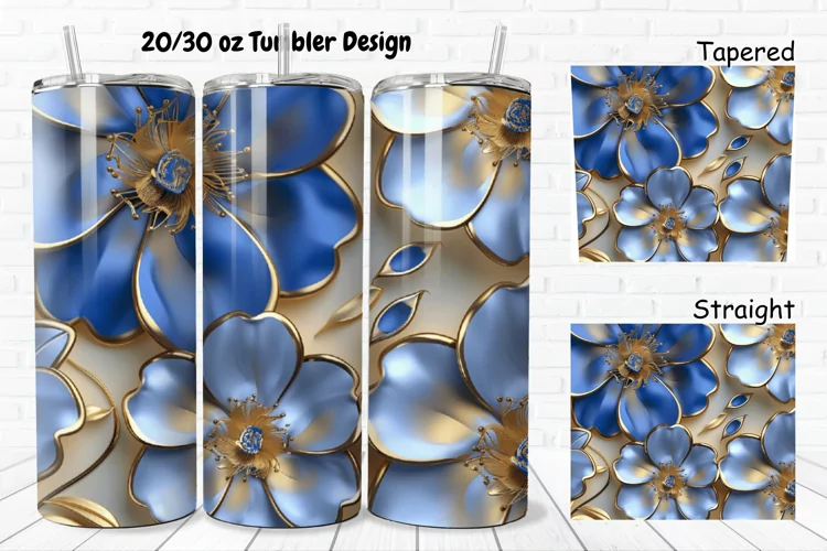 3D Seamless Gold Flowers 20/30oz Skinny Tumbler