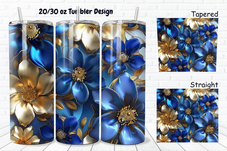 3D Seamless Gold Flowers 20/30oz Skinny Tumbler