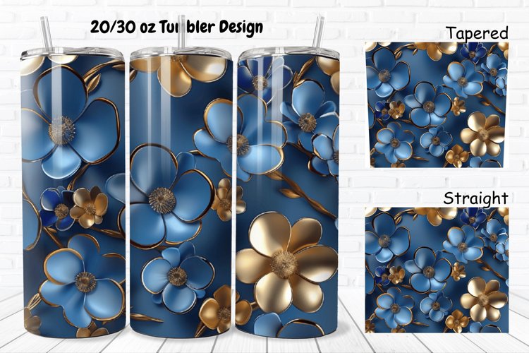 3D Seamless Gold Flowers 20/30oz Skinny Tumbler example image 1