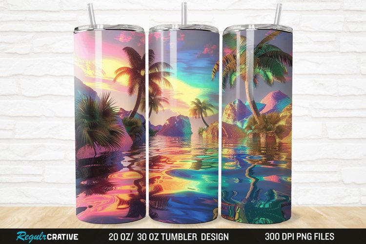 3D Seamless Rainbow Oasis 20/30oz Skinny Tumbler