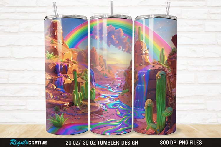 3D Seamless Rainbow Oasis 20/30oz Skinny Tumbler