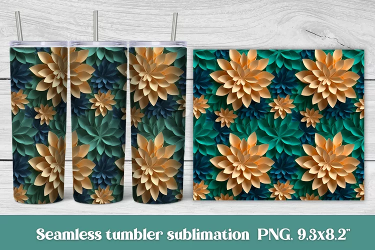 3d seamless flower tumbler wrap | 3d seamless flower