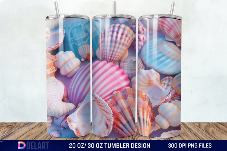 3D Seashell Beach colorful Tumbler Wrap example image 1