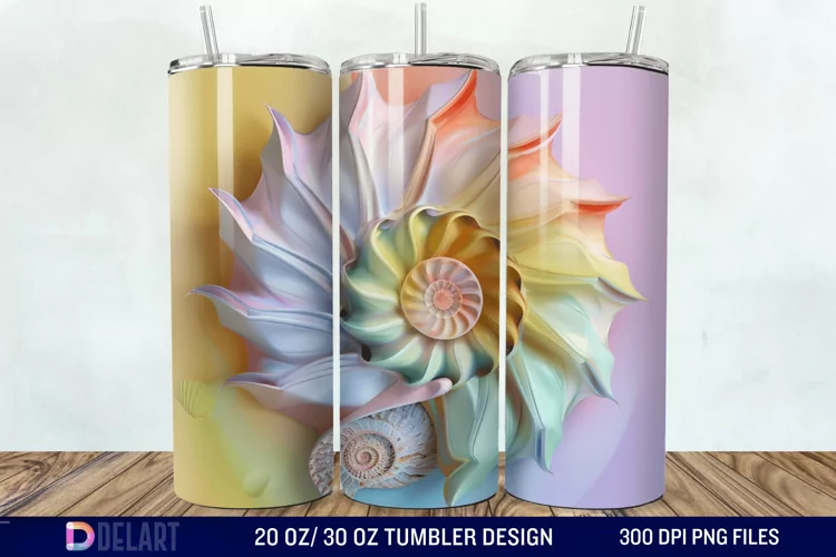 3D Seashell Tumbler Wrap