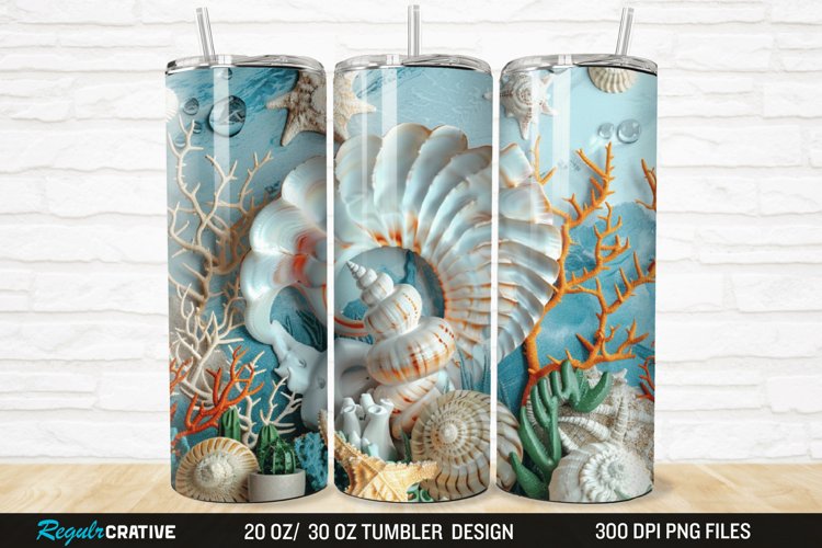 3D Seashell 20/30oz Skinny Tumbler