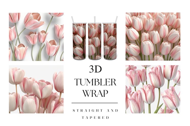 20oz 3D Tulip Flower Tumbler Wrap Sublimation Design example image 1